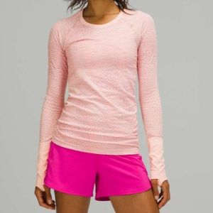 Lululemon Swiftly Tech Long Sleeve 2.0 in Grid Warp Pink Mist / Sonic Pink Multi